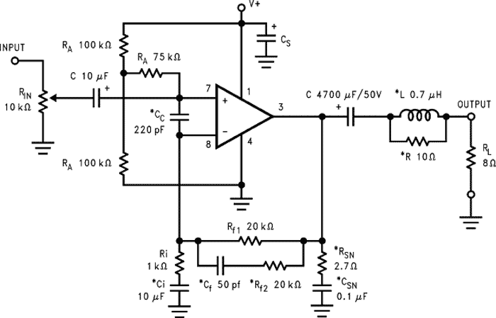схема усилителя низкой частоты LM3875