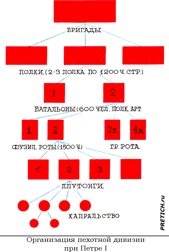 Организация пехотной дивизии при Петре I