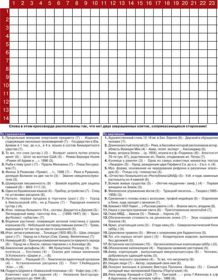 Итальянский кроссворд