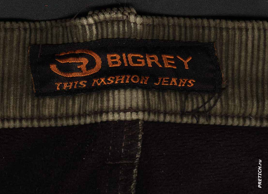 BIGREY вельветовые джинсы, нашивка на поясе BIGREY вельветовые джинсы, нашивка на поясе