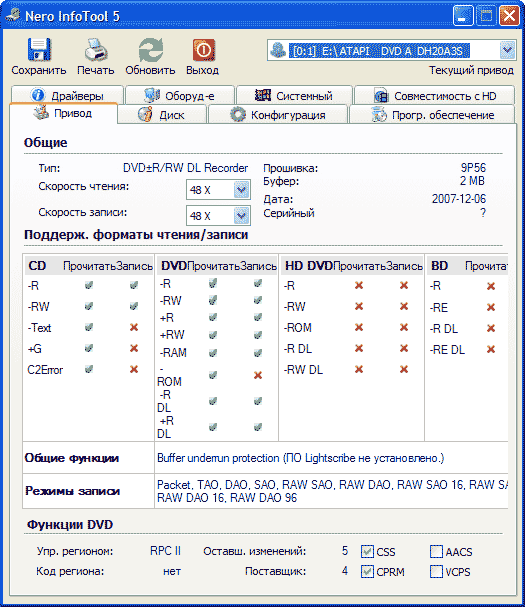 LITE-ON DH-20A3S характеристики и тесты привода